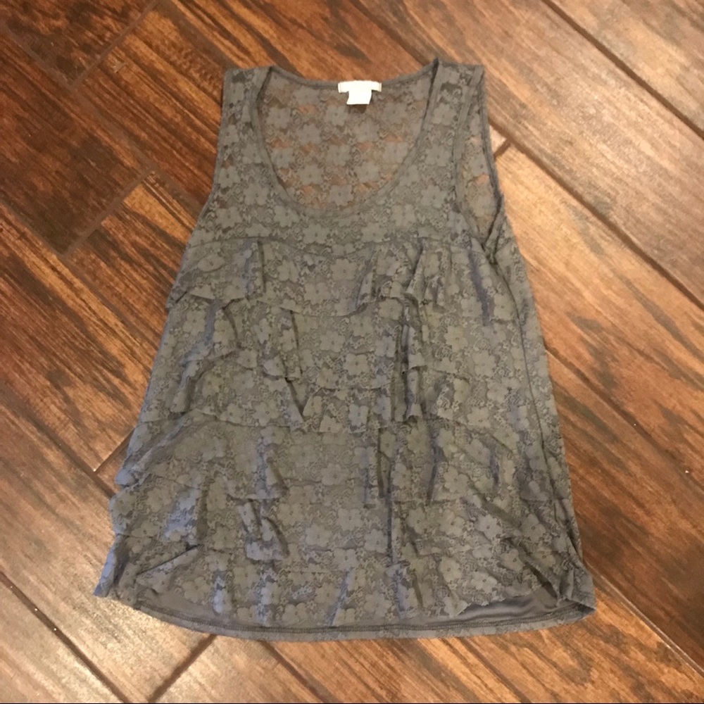 Gray Lace Tank Top